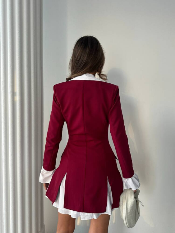 Larin Ceket Elbise - Bordo - 3