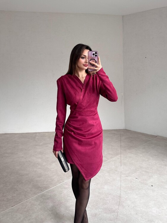 Larni Mini Elbise - Bordo - 2