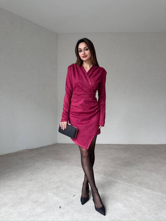 Larni Mini Elbise - Bordo - 3
