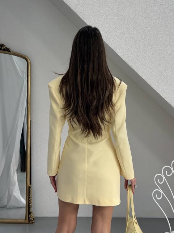 Lein Ceket Elbise - Sarı - 3