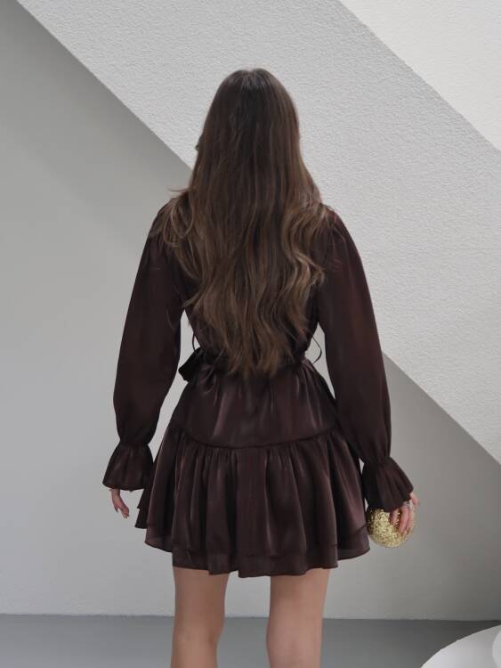 Leo Mini Elbise - Acı Kahve - 4