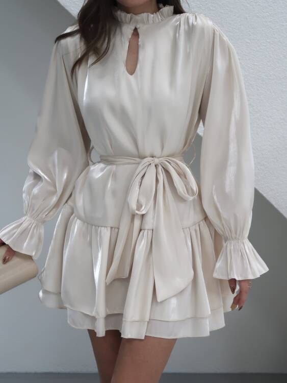 Leo Mini Elbise - Bej - 3