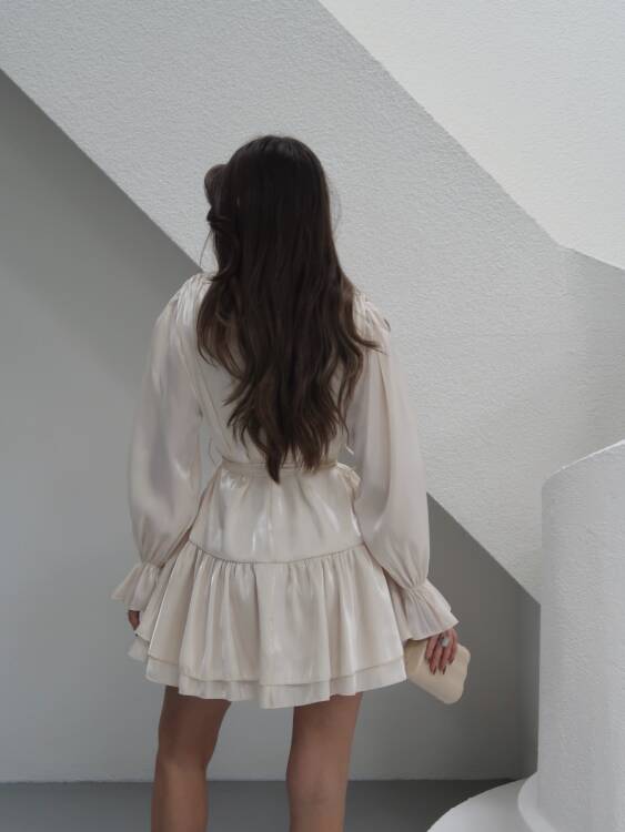 Leo Mini Elbise - Bej - 4