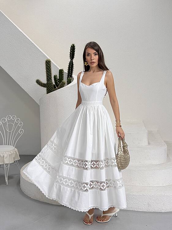 Leontine Midi Elbise - Beyaz - 2