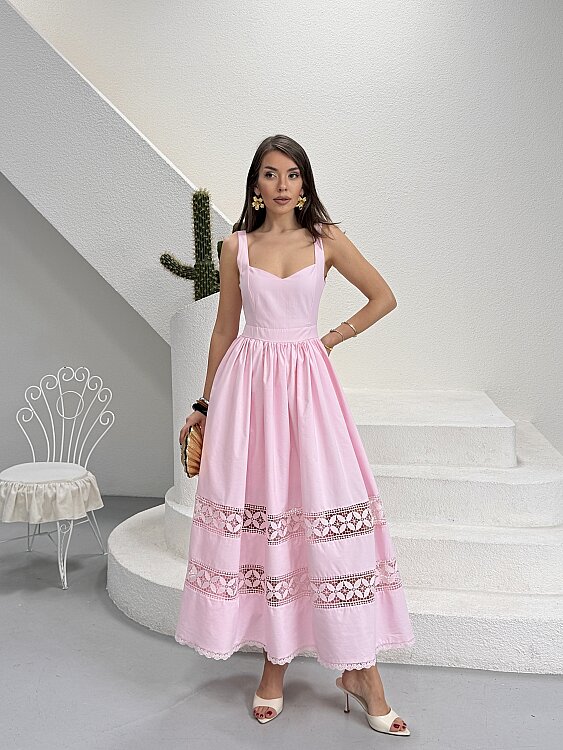 Leontine Midi Elbise - Pembe - 5