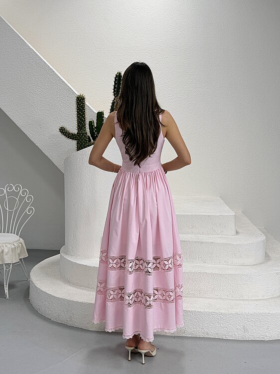 Leontine Midi Elbise - Pembe - 6