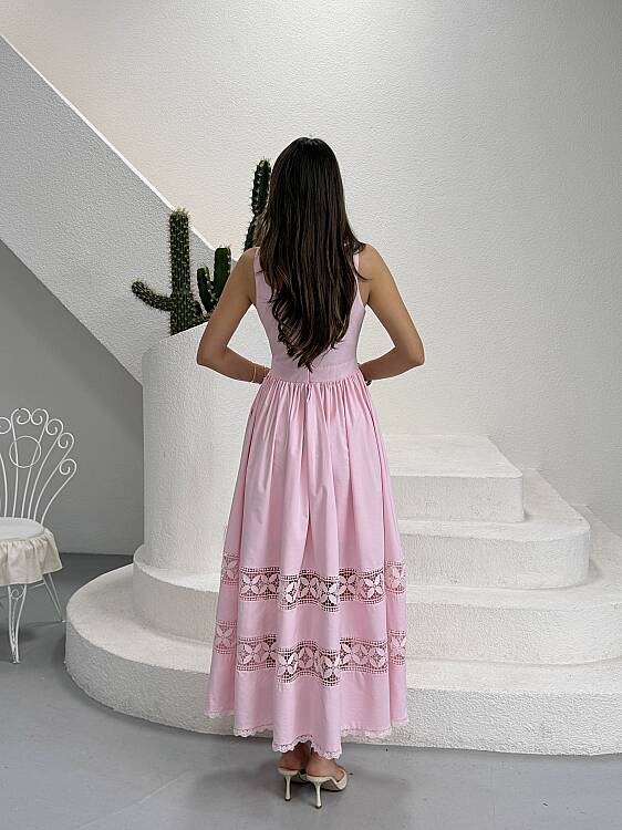 Leontine Midi Elbise - Pembe - 6