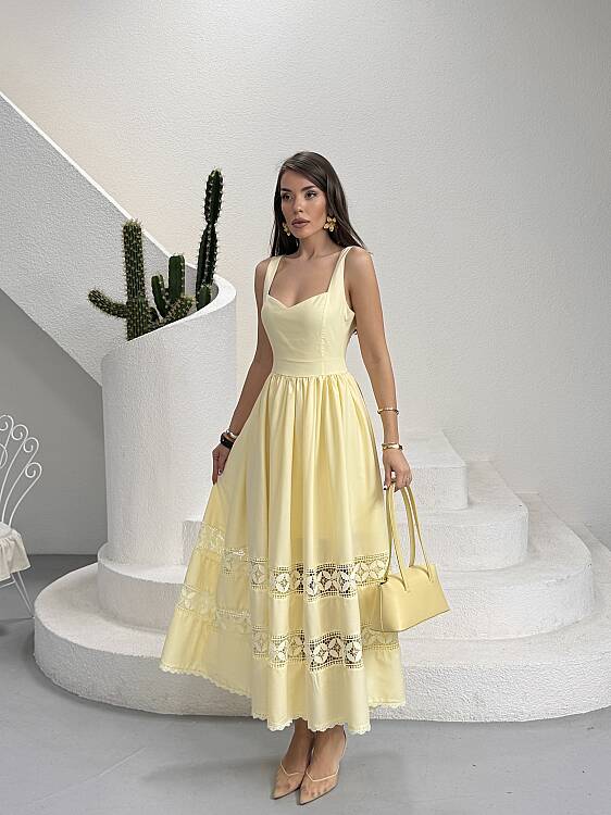 Leontine Midi Elbise - Sarı - 1
