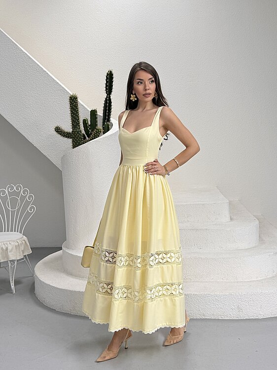Leontine Midi Elbise - Sarı - 3