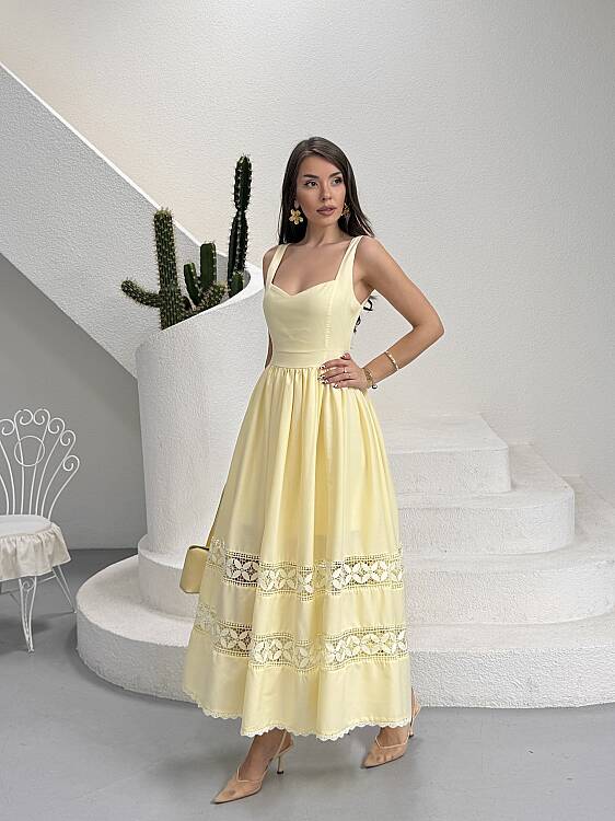 Leontine Midi Elbise - Sarı - 3