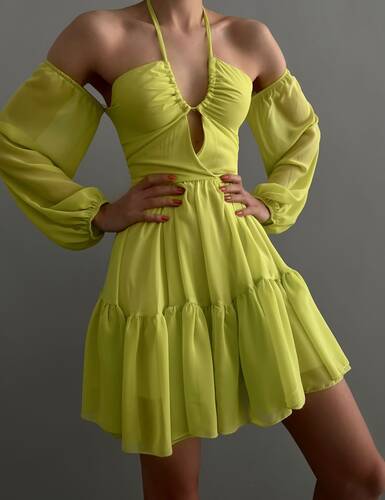 Lida Şifon Elbise - Sarı