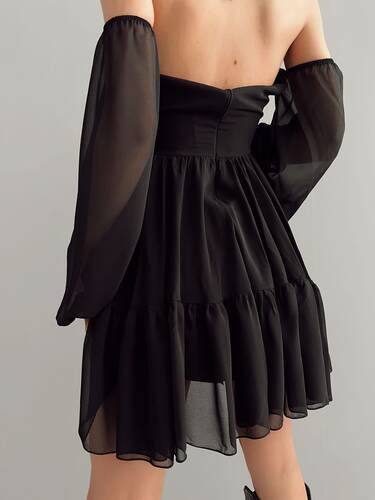 Lida Şifon Elbise - Siyah