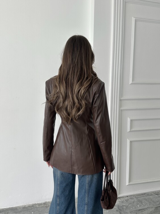 Likor Deri Ceket - Acı Kahve - 5