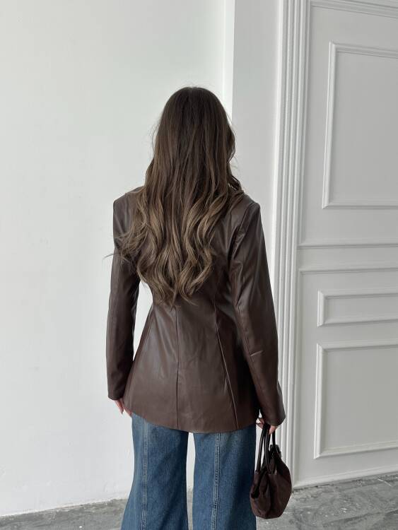 Likor Deri Ceket - Acı Kahve - 5