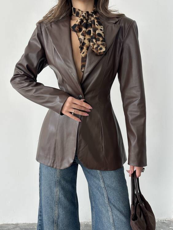 Likor Deri Ceket - Acı Kahve - 6