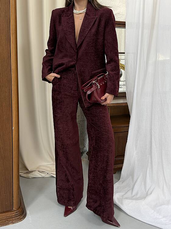 LILIYA Ceket Pantolon Takım - Bordo - 3