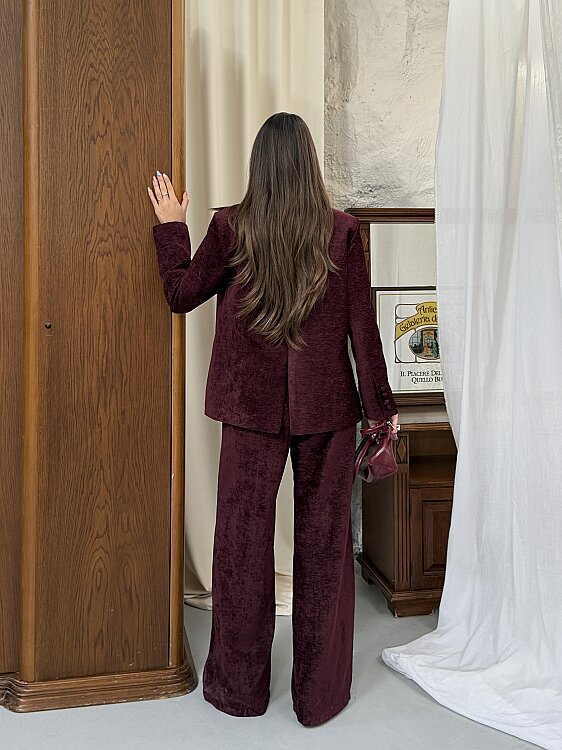 LILIYA Ceket Pantolon Takım - Bordo - 4