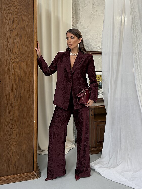 LILIYA Ceket Pantolon Takım - Bordo - Sevenday