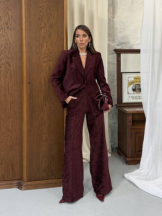 LILIYA Ceket Pantolon Takım - Bordo - 5