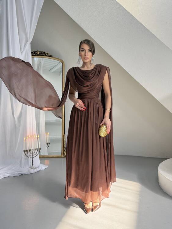Lincon Maxi Elbise - Acı Kahve - 3