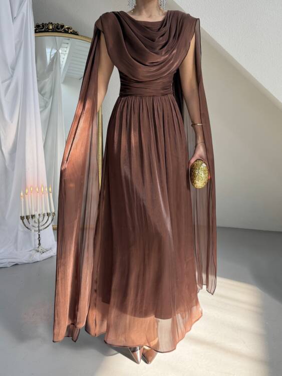 Lincon Maxi Elbise - Acı Kahve - 4