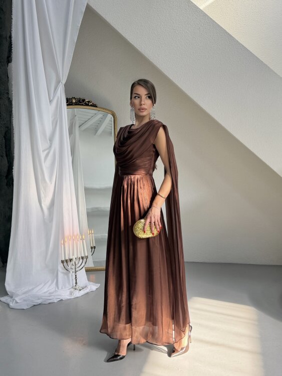 Lincon Maxi Elbise - Acı Kahve - 5