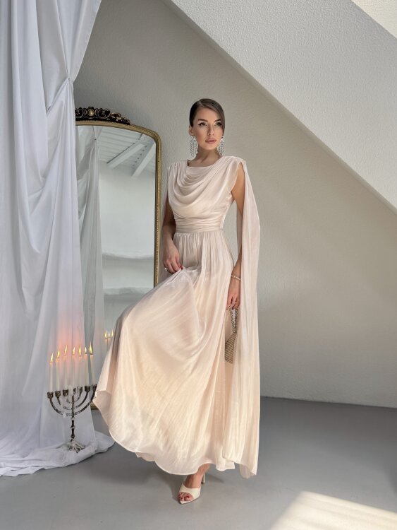 Lincon Maxi Elbise - Bej - 2