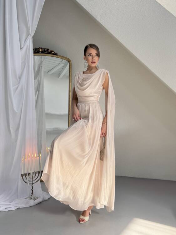 Lincon Maxi Elbise - Bej - 2