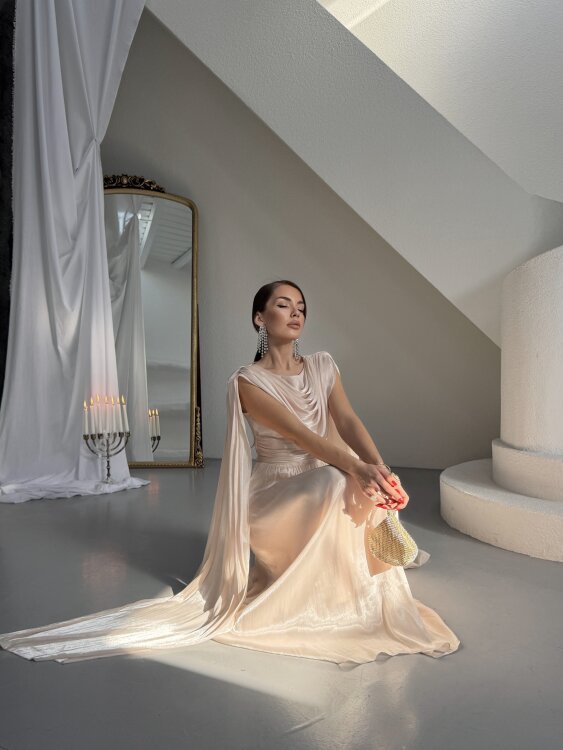 Lincon Maxi Elbise - Bej - 3