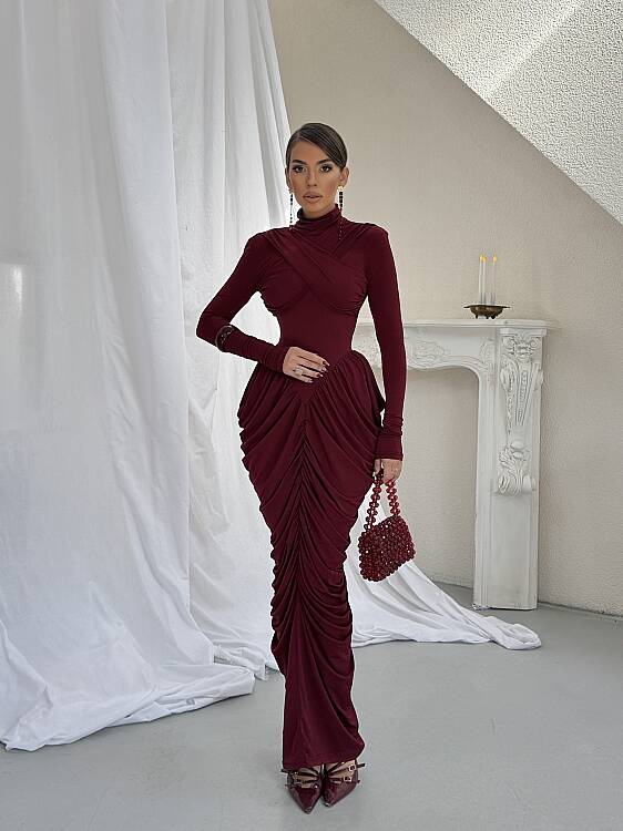 LIORA Maxi Elbise - Bordo - 1