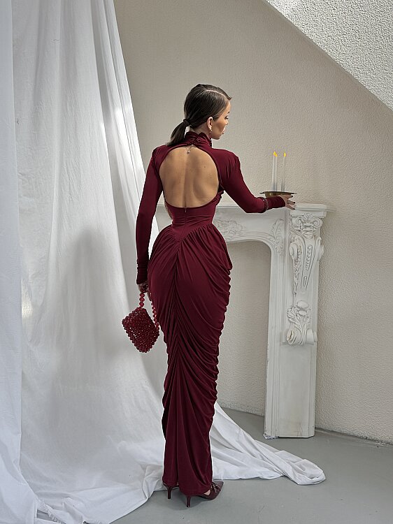 LIORA Maxi Elbise - Bordo - 2