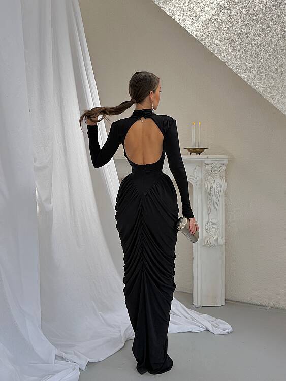 LIORA Maxi Elbise - Siyah - 3