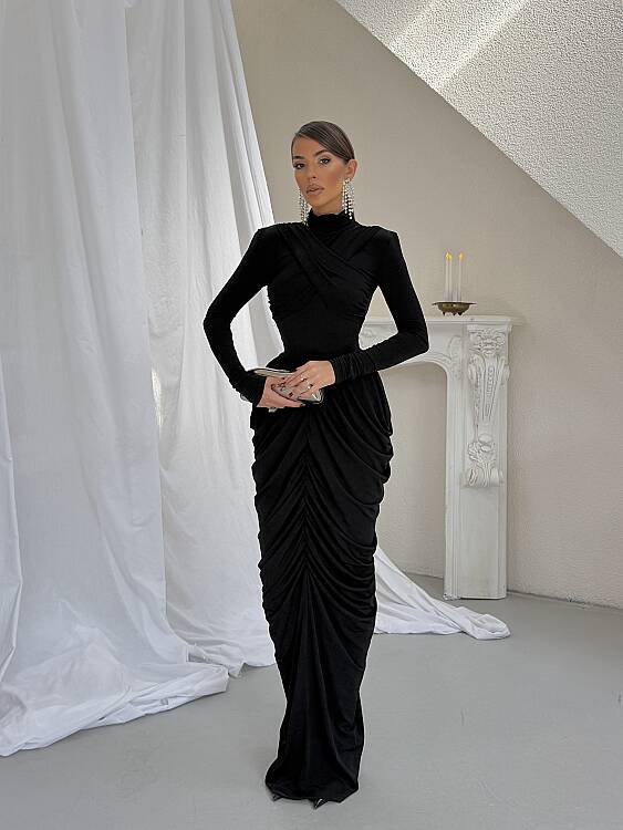 LIORA Maxi Elbise - Siyah - 2