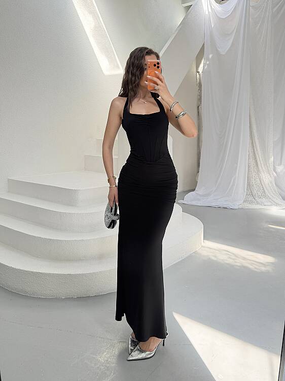LOBEL Maxi Elbise - Siyah - 6