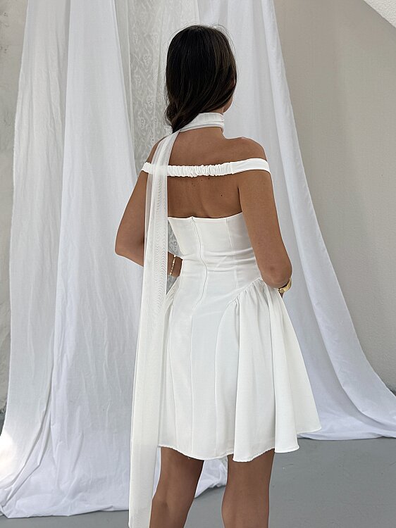 LORISA Mini Elbise - Beyaz - 6