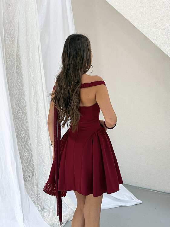 LORISA Mini Elbise - Bordo - 5
