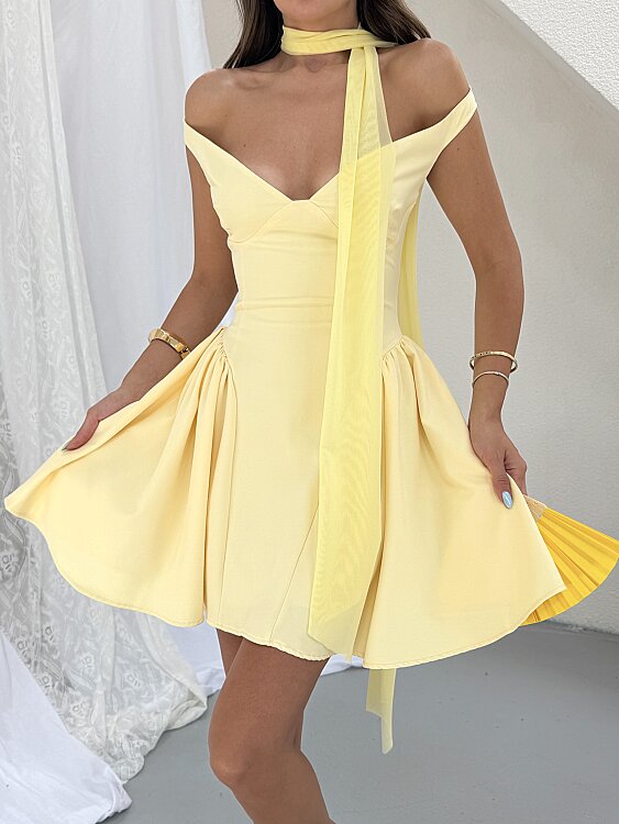 LORISA Mini Elbise - Sarı - 5