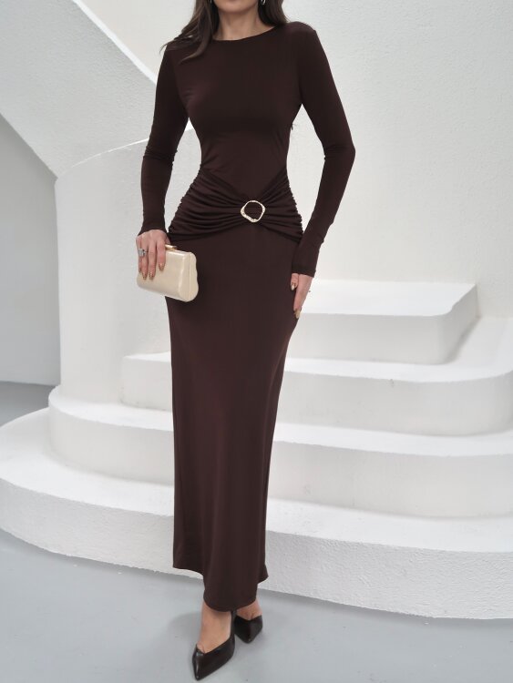 Luca Maxi Elbise - Acı Kahve - 2