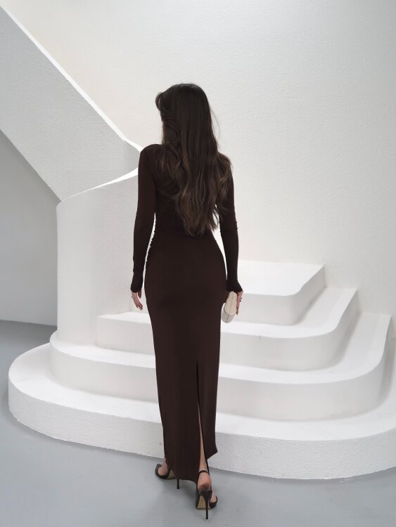 Luca Maxi Elbise - Acı Kahve - 3