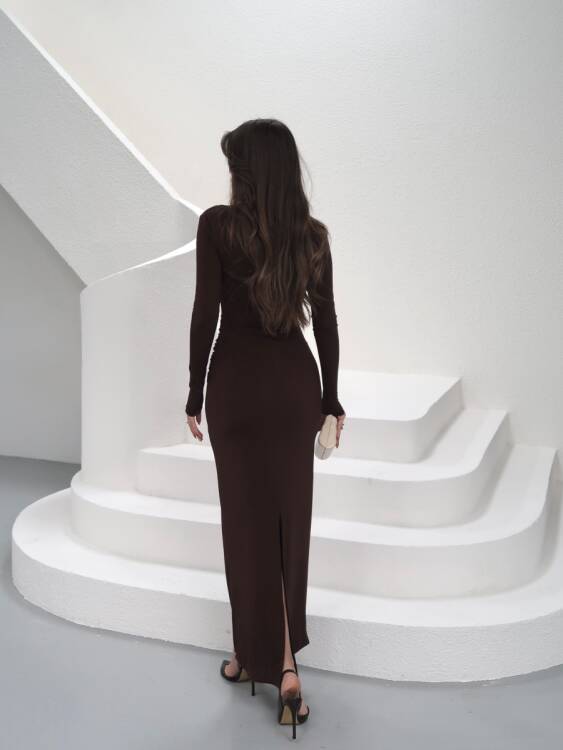 Luca Maxi Elbise - Acı Kahve - 3