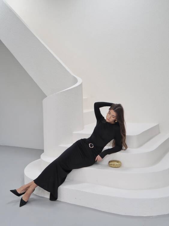 Luca Maxi Elbise - Siyah - 4