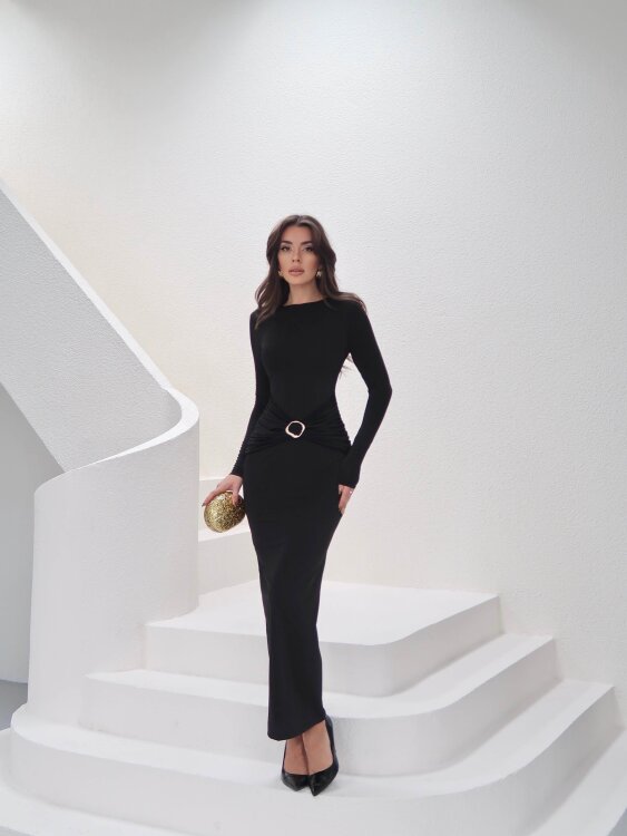 Luca Maxi Elbise - Siyah - 5