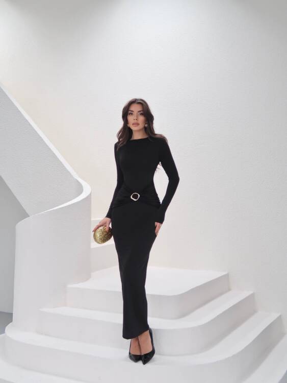 Luca Maxi Elbise - Siyah - 5