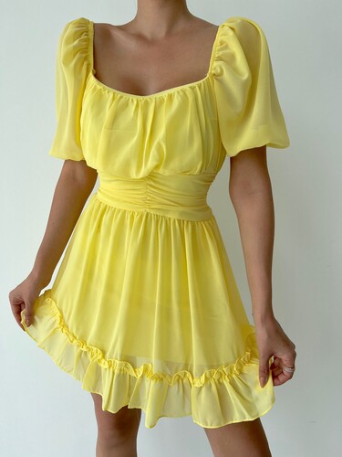Lumeire Elbise - Sarı - Thumbnail