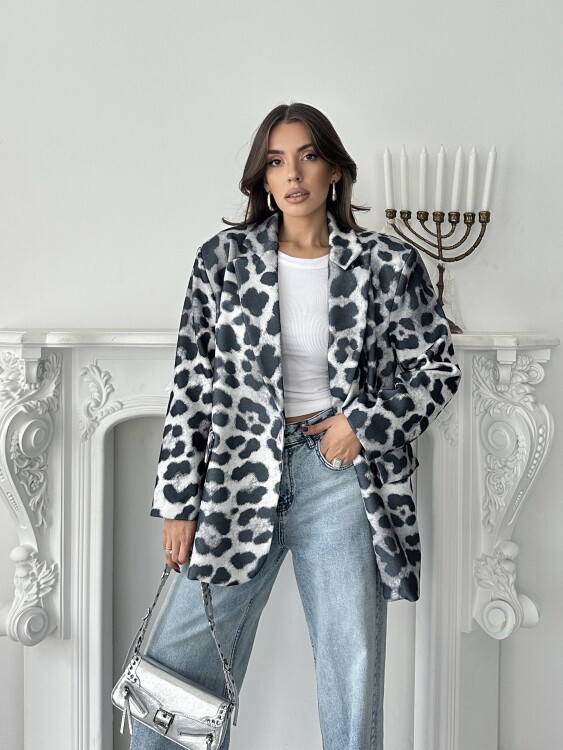 Luna Leopar Ceket - Gri - 4