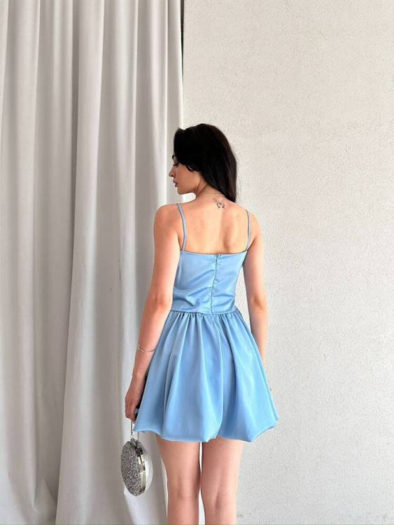 Luna Mini Elbise - Mavi - 3