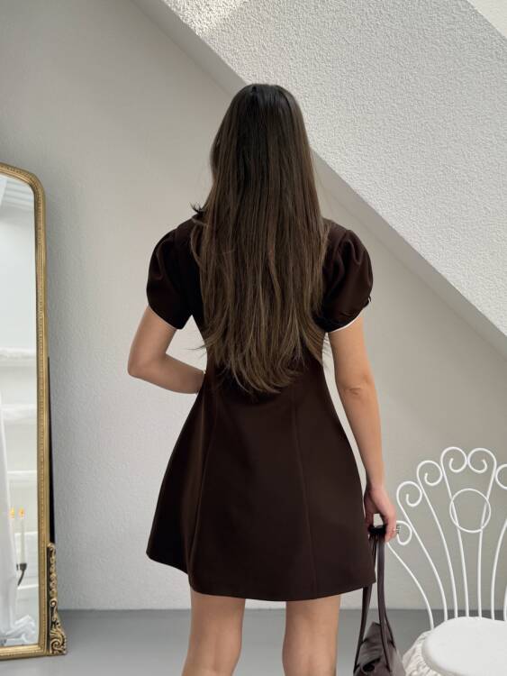 Lunas Mini Elbise - Acı Kahve - 5