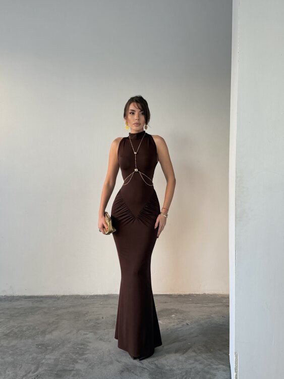 Luy Maxi Elbise - Acı Kahve - Sevenday