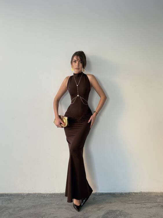 Luy Maxi Elbise - Acı Kahve - 4