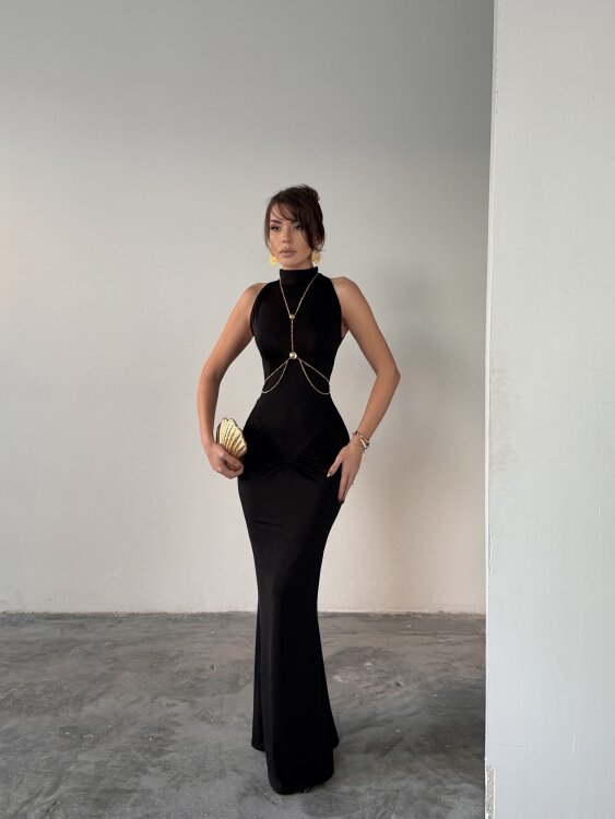 Luy Maxi Elbise - Siyah - Sevenday